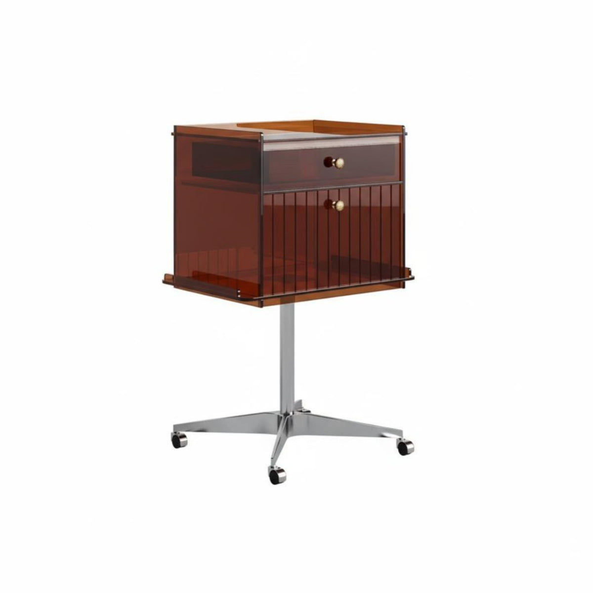 Adjustable Acrylic Cart Retro aesthetic Side Table Transparent Design for Homeowners