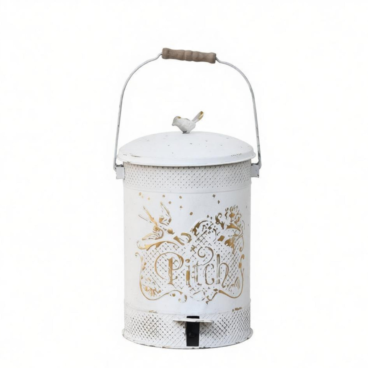 Decorative Trash Can Distressed Finish Metal Trash Can Antique Style