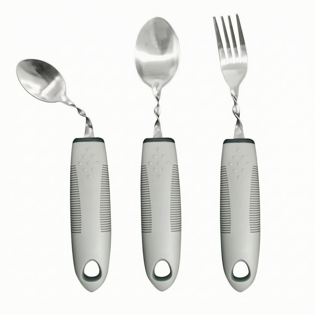 3 Pieces Adaptive Cutlery Set Flexible Utensils with Twistable Shaft for Elderly