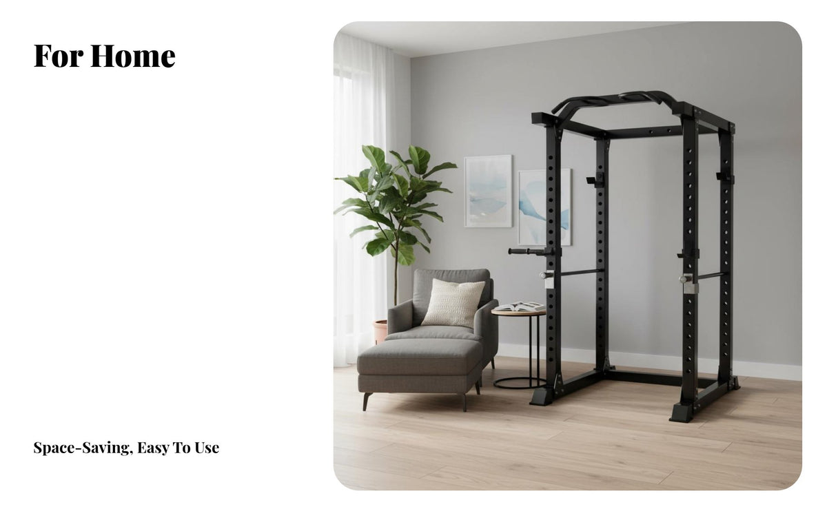 Full-Body Workout Power Rack with Pulley System Adjustable All-in-Single Squat Rack Heavy-Duty Steel Frame All-in-Single Home Gym Rack Stable Structure for Fitness Enthusiasts, Bodybuilders
