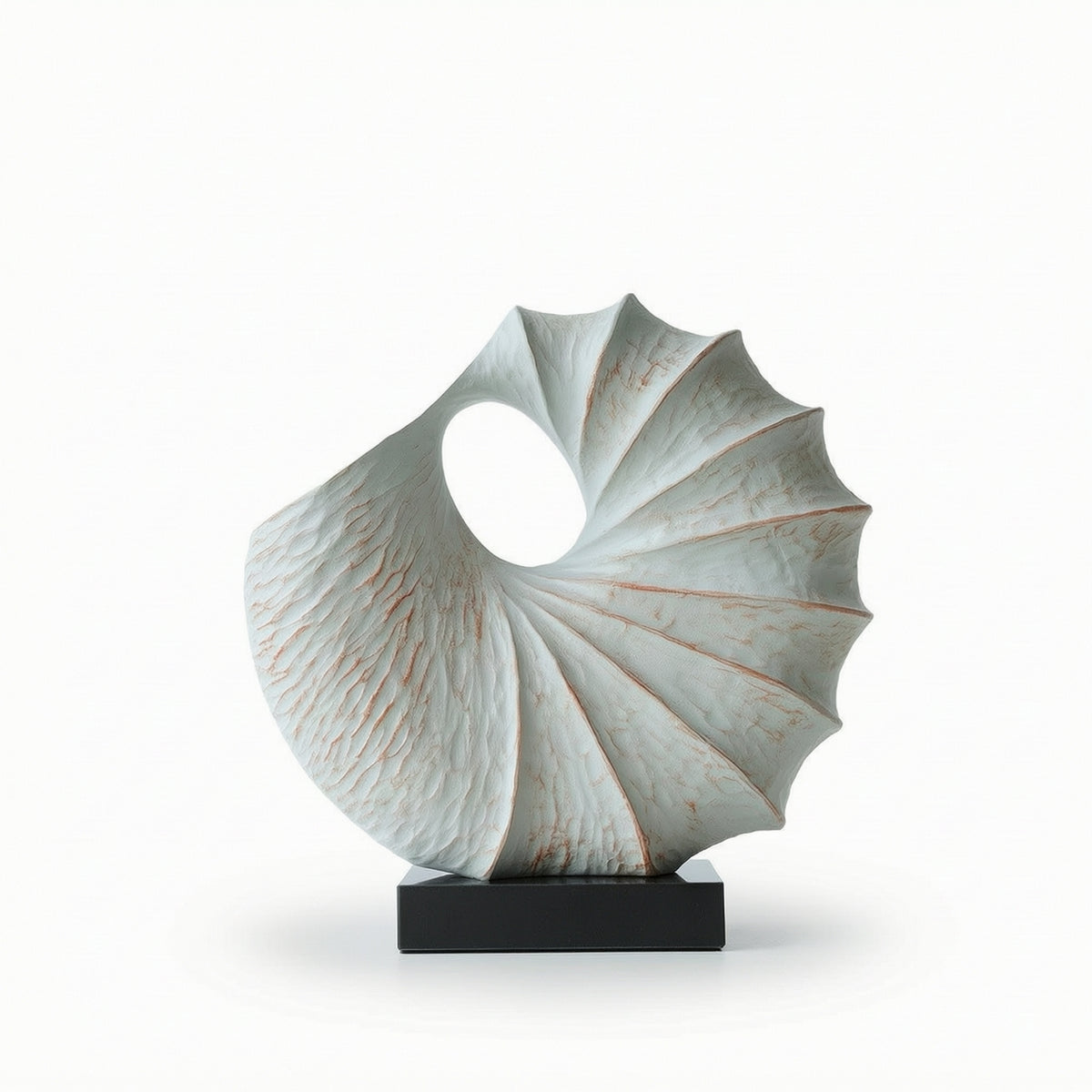 Shell Sculpture Distressed Sculpture with Base Textured Shell Decor for Decorators, Homeowners, Console Table, Living Room, Bookshelf