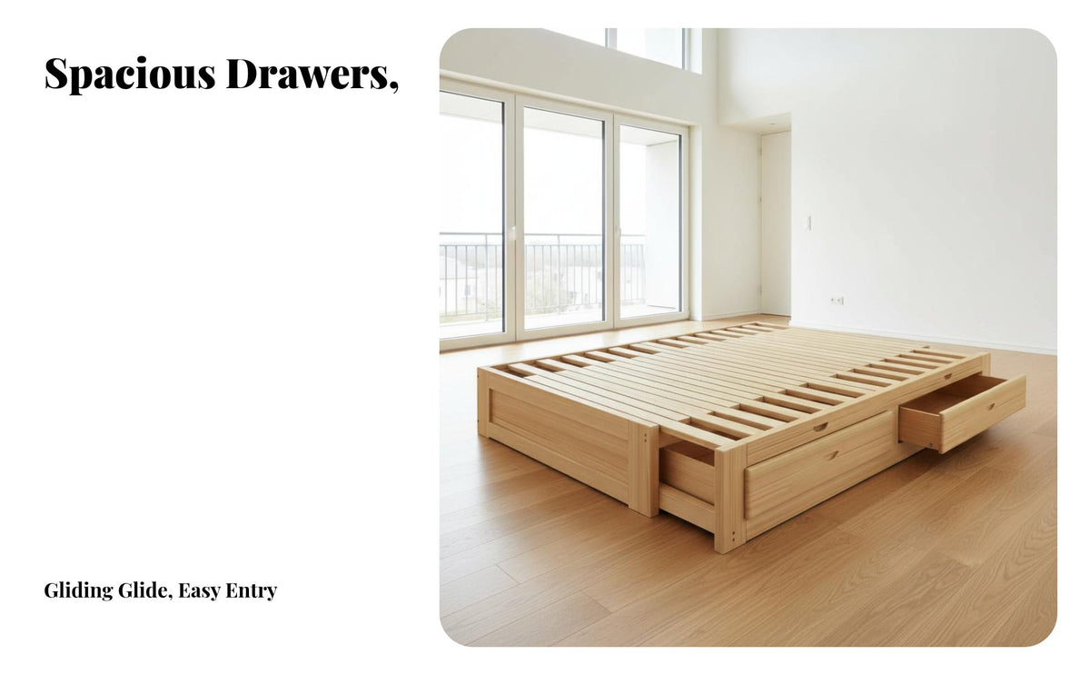 durable Wood Frame Extendable Daybed with Storage Drawers Multi-Functional Extendable Lounger with Storage Drawers Space-Saving Bedroom Furniture Twin-to-King transformable for Guests, Families, Parents, Small Spaces, Studio Apartment, Guest Room