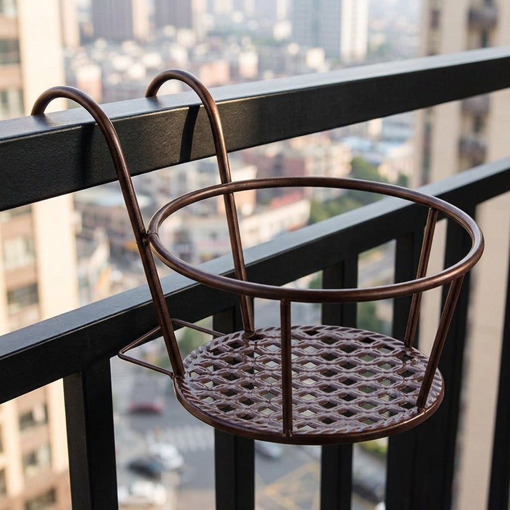 Garden Fence Hanging Plant Basket for Balcony Planters for Railing, Iron Planter with Thickened Grid, Metal Hanging Fence Planters, Modern