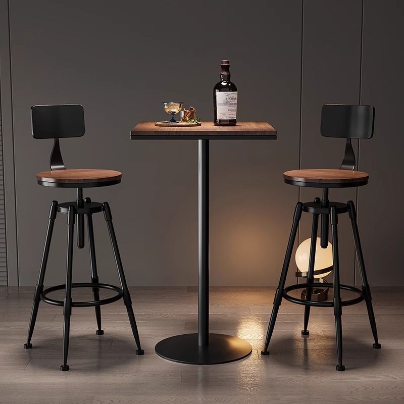 Iron Bar Chair and Table Set with Adjustable Height