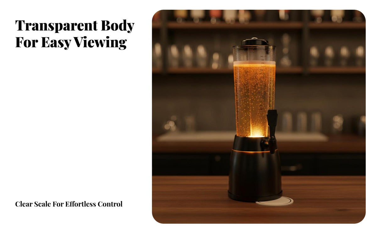 2.5 L Commercial Grade Tap Beer Dispenser Large Capacity Beer Dispenser Sturdy Construction Tabletop Beverage Dispenser Thickened Material for Party Hosts, Restaurant Personnel, Bartenders, KTVs, Restaurants, Parties, Home Gatherings