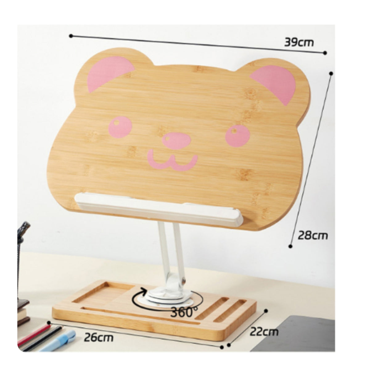Bamboo Book Stand Ergonomic Adjustable Book Stand Space-Saving for Classroom