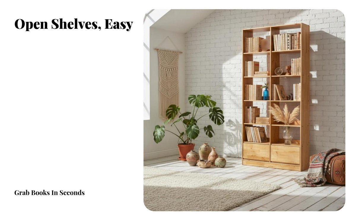 sturdy Wood Construction Multi-Tier Standing Shelf Nordic aesthetic standing shelf Open Shelving Display Rack Minimalist Design for Book Lovers, Apartment Dwellers, Office Workers, Study Room, Bedroom, Entryway, Kitchen