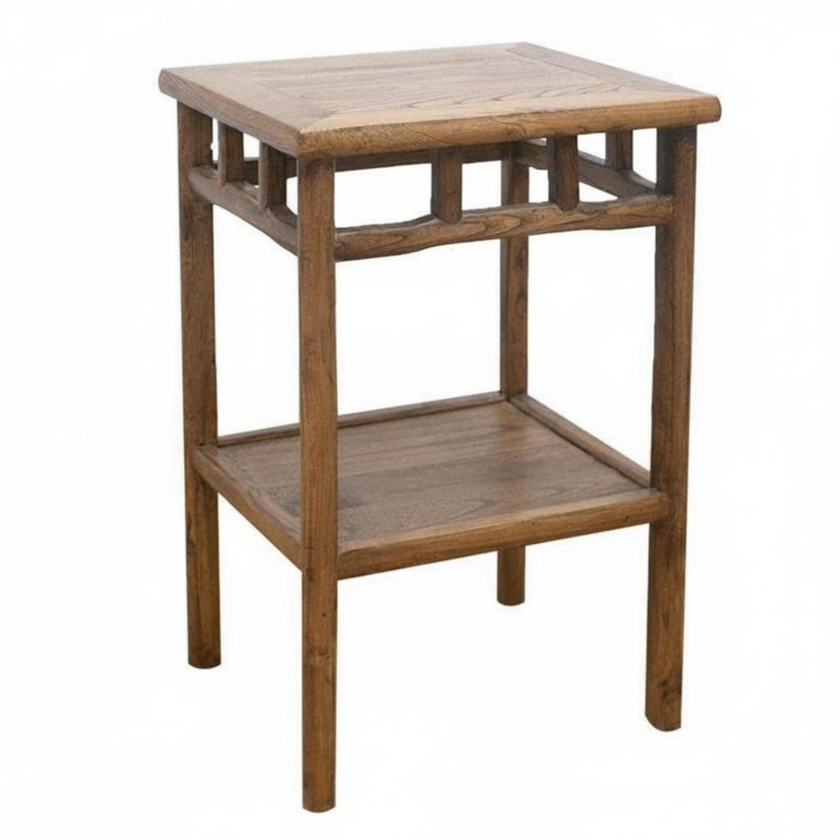 Chinese Design Design Small Occasional Table Solid Wood Construction Square Wooden Pedestal Traditional Joinery Tea Stand Decorative for Culture Enthusiasts, Apartment Dwellers, Living Room, Bedroom, Balcony, Office