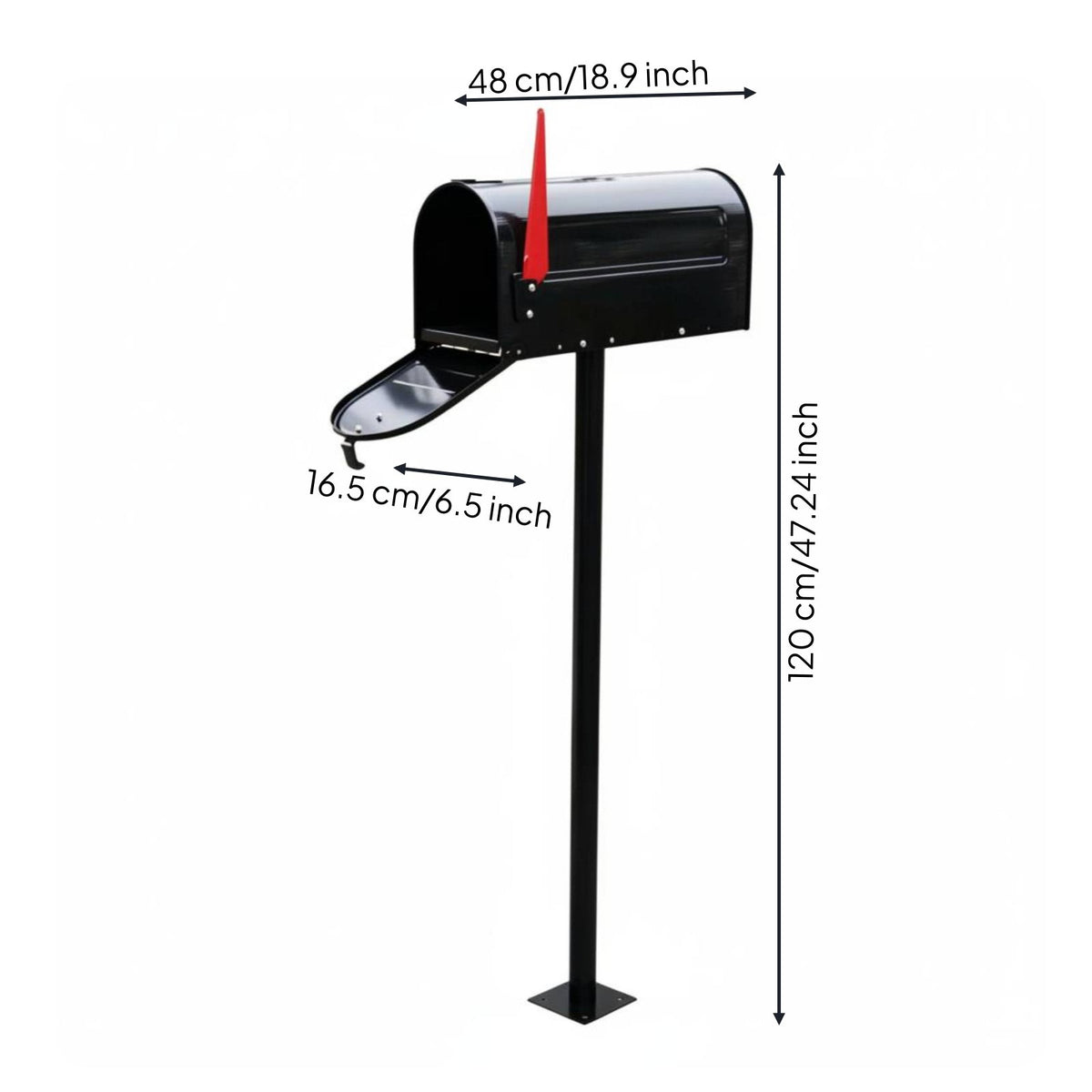 Metal Mailbox Post Lockable Freestanding Mailbox with Post Rainproof for Garden