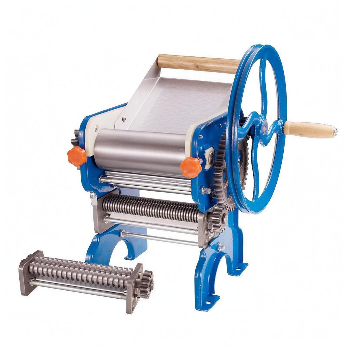 Hand Crank Noodle Machine Wooden Handle Noodle Roller Blue-Painted