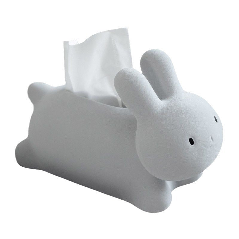 Cute Cartoon Flocked Rabbit Tissue Box Holder