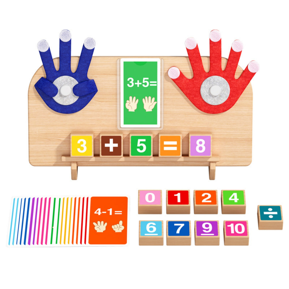 Arithmetic Board with Felt Hands Preschool Counting Board with Beads Wooden Math Toy Screennon-Digital Game Fine Motor