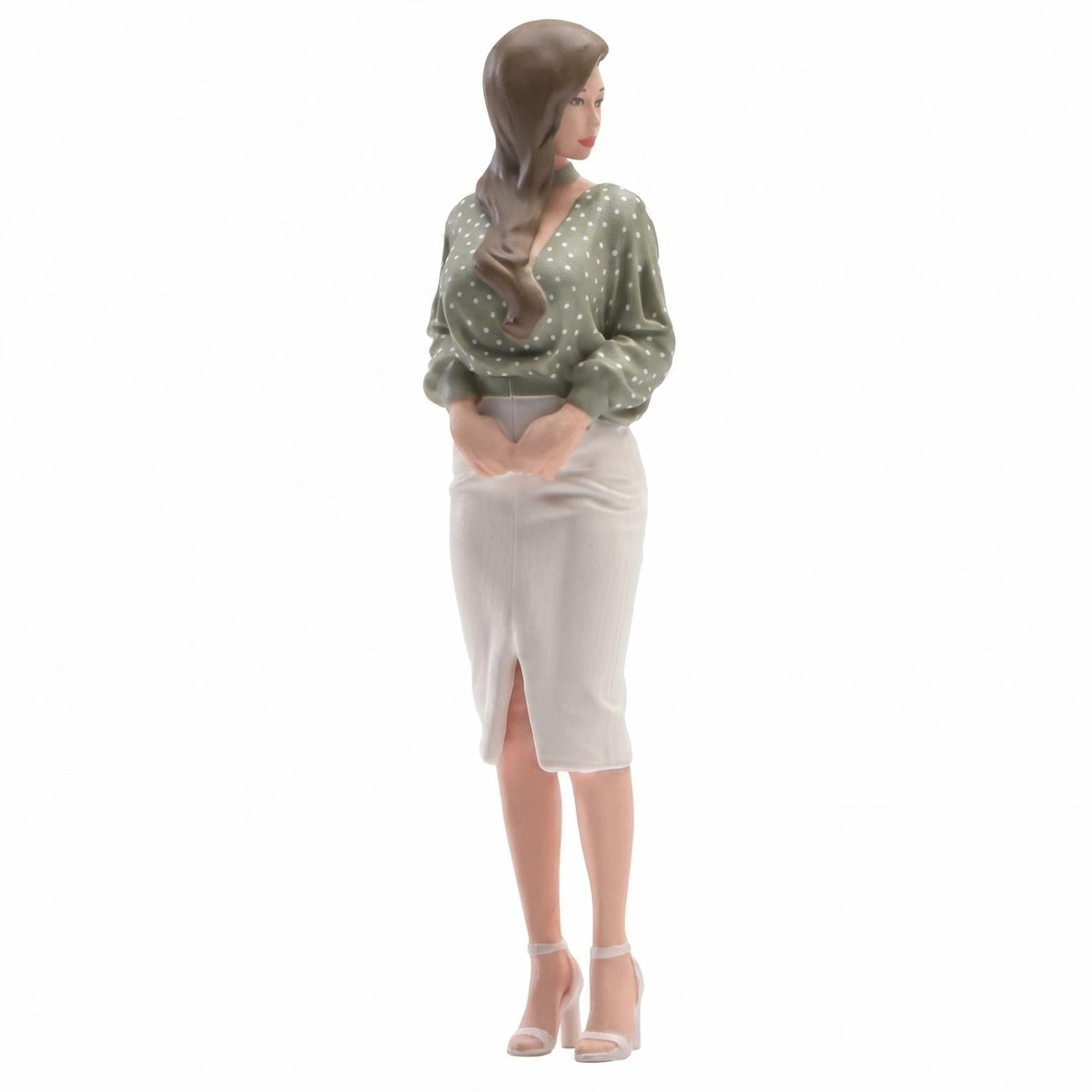 Female Figurine Detailed Paint Display Decor Straight Skirt