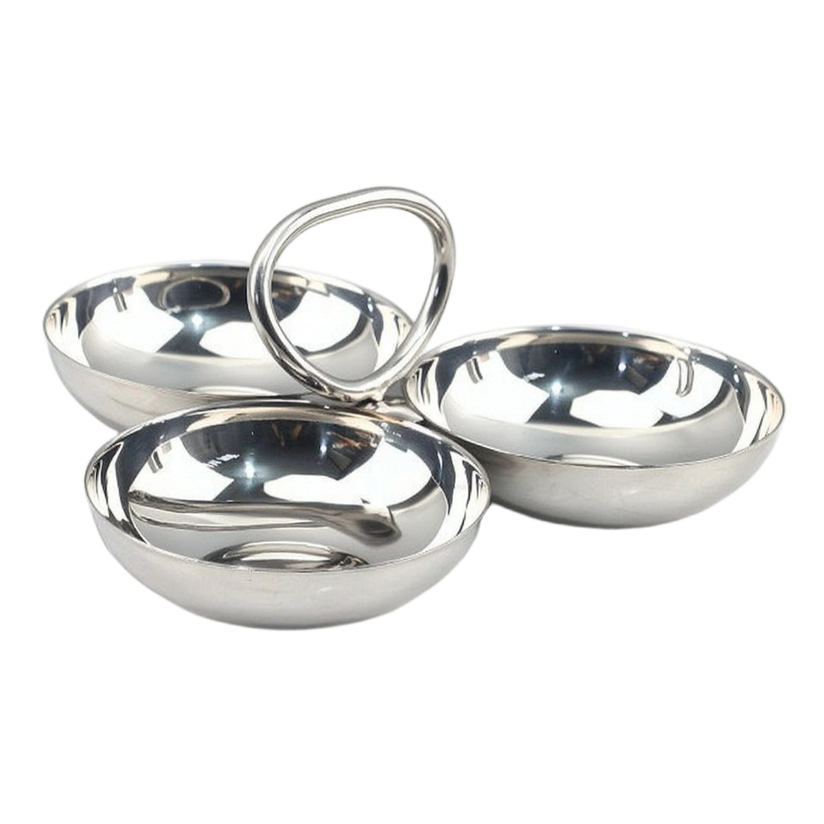 3-Compartment Serving Dish Stainless Steel Serving Tray with Handle for Parties