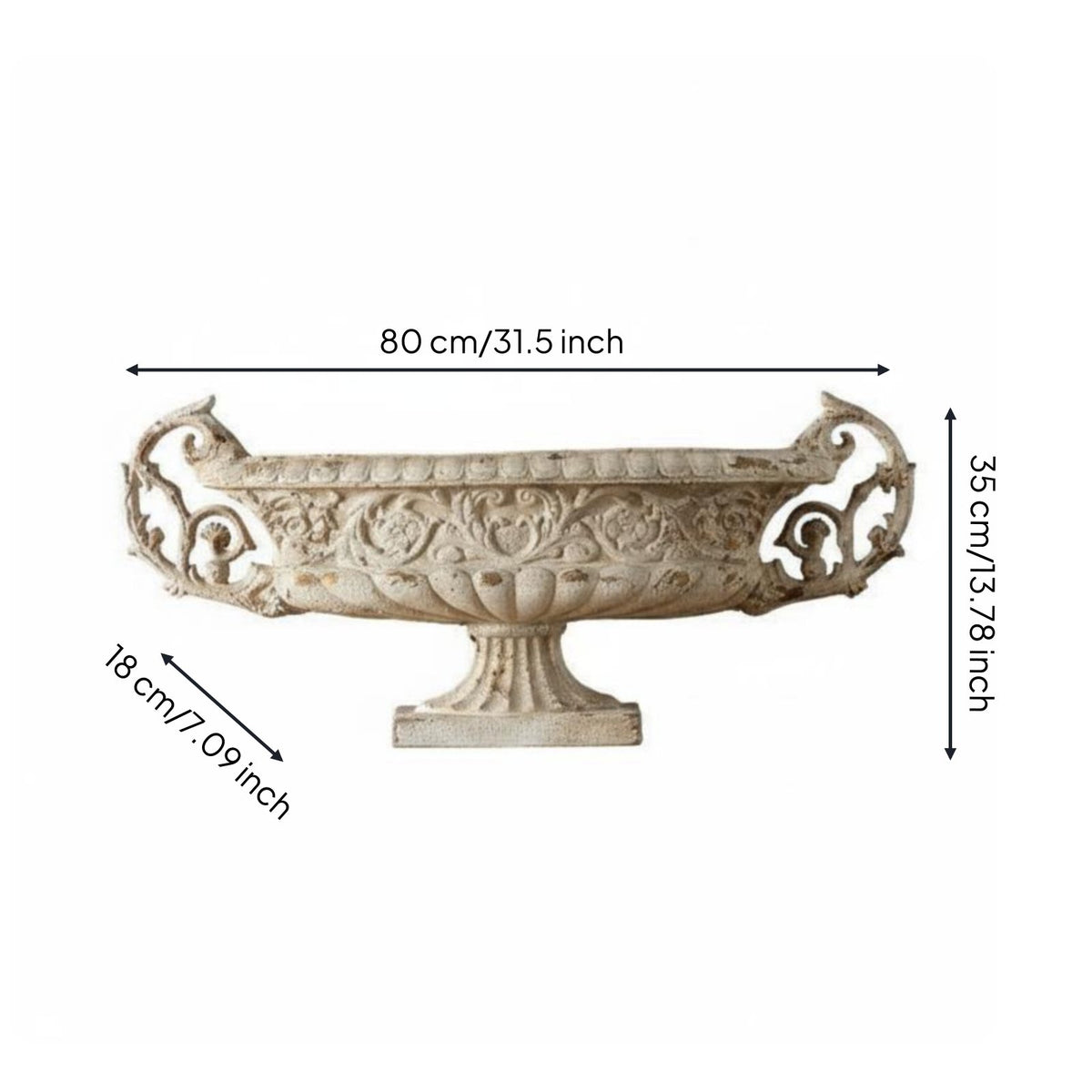 French Garden Urn Antique Stone Look Vintage Urn Planter Weather-Resistant Vintage Pedestal Planter for Entryway, Hallway