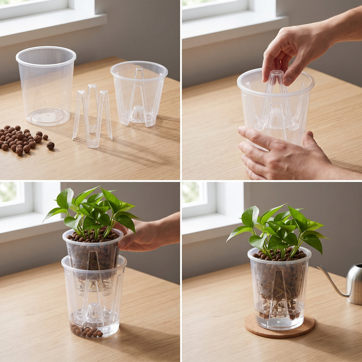 Air Column Self-Watering Orchid Pot with Transparent Outer Basin for Hydroponics and Root Health