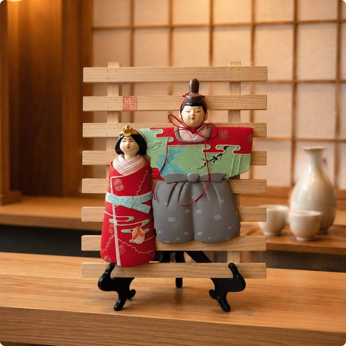 Prince Princess Ornament Painted Details Japanese-Design Decor Multicolor