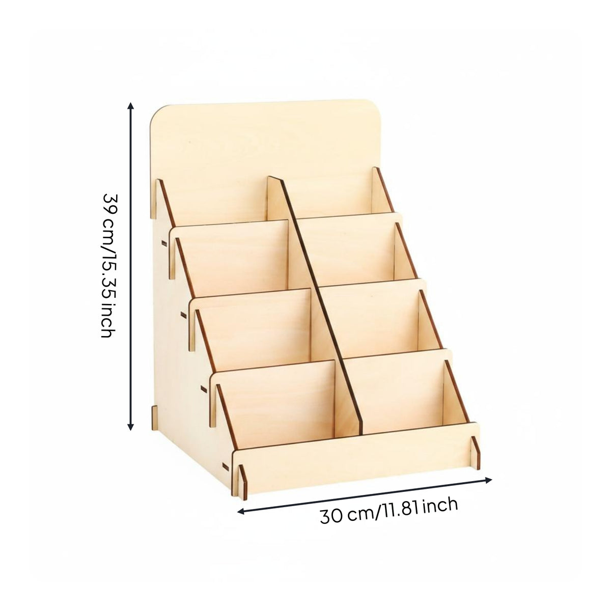 4-Tier Wooden Greeting Card Stand Space-Saving Shop Fixture Large Capacity