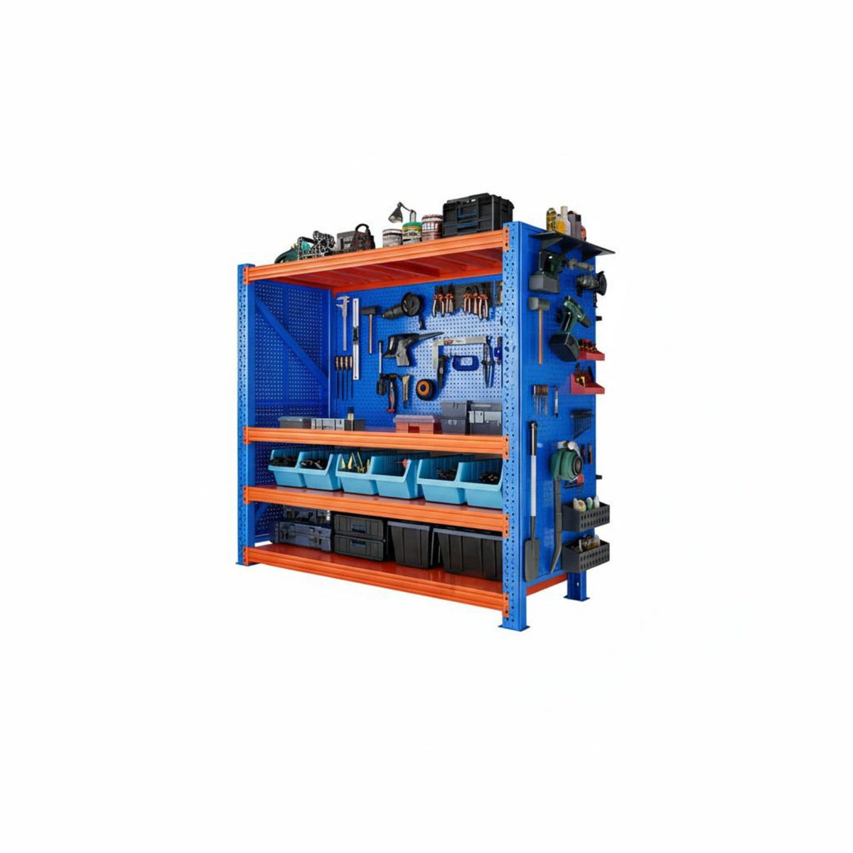 Pegboard Tool Organizer High Load Capacity Multi-Layer Storage Rack Flexible Configuration Heavy Duty Metal Shelf for Mechanics, Warehouse, Stockroom
