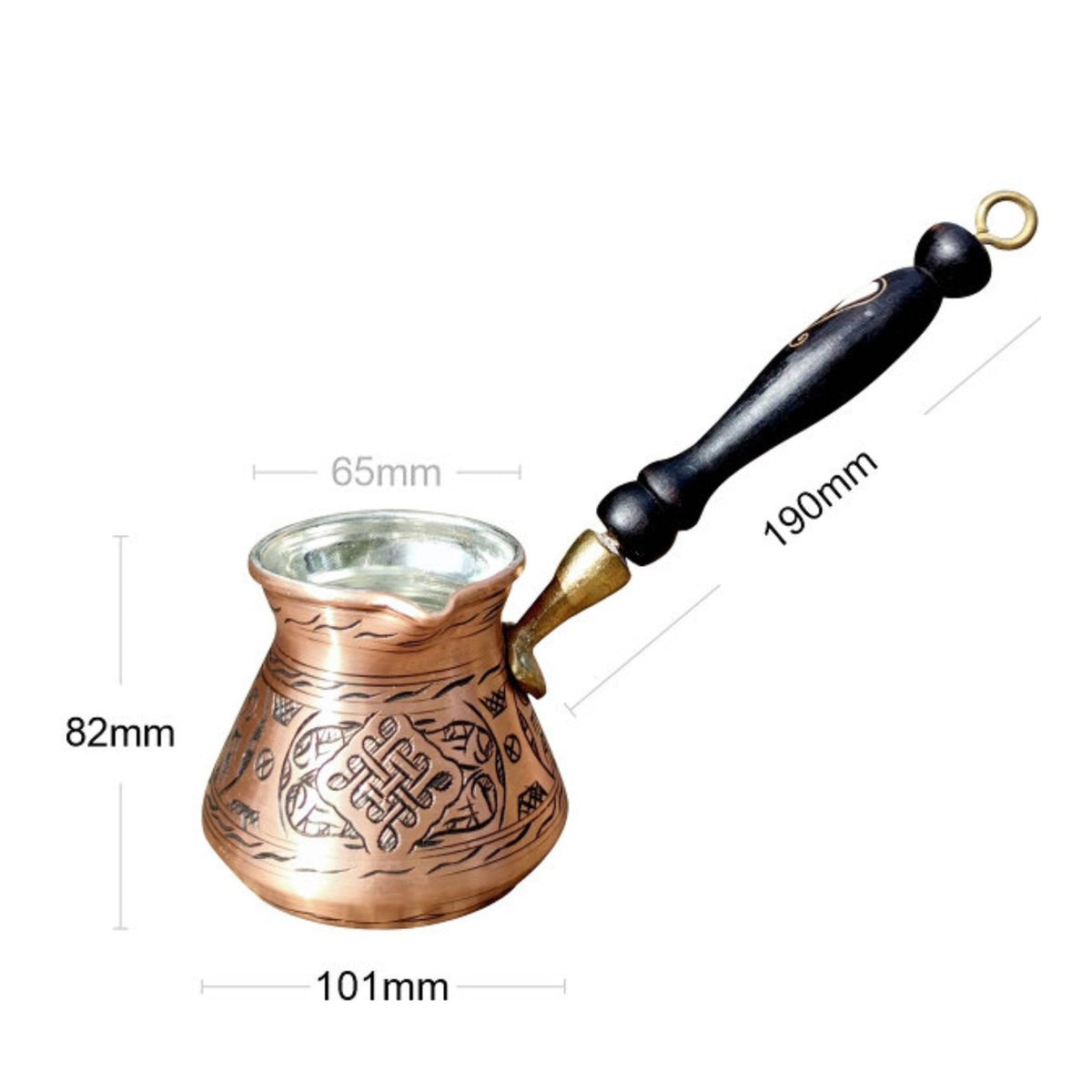 Turkish Coffee Pot Wooden Handle Handmade Copper Cezve Tin Lined for Collectors