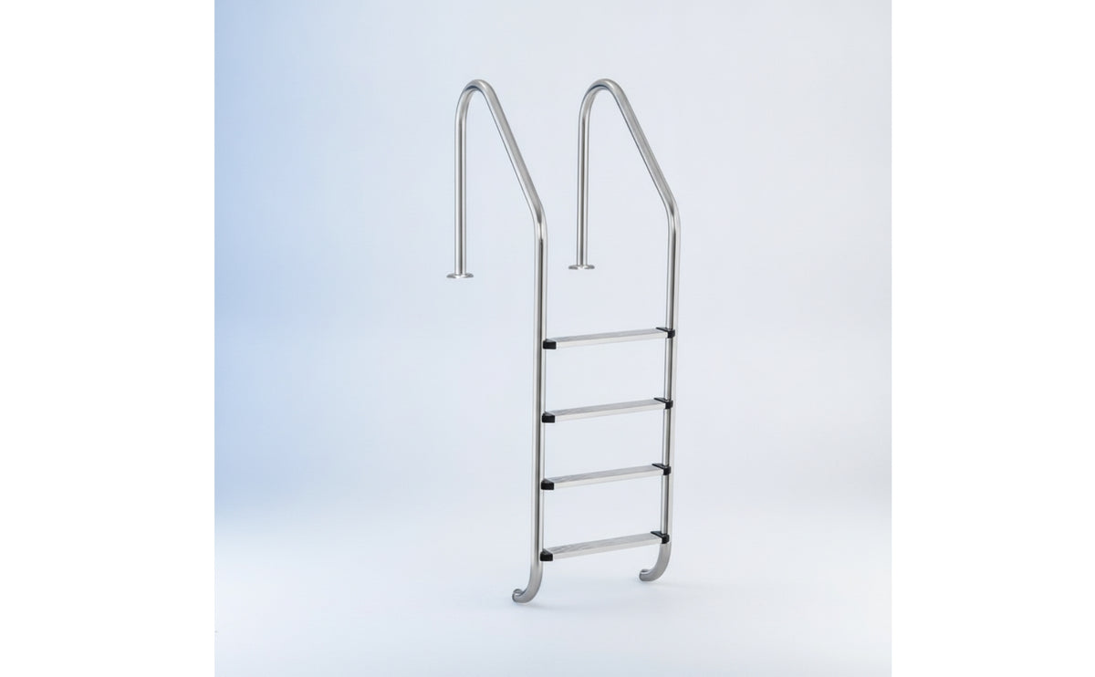 Drill-No-Drill Stainless Steel Pool Ladder Polished 4-Step Pool Ladder Easy to Install Long-Lasting for Homeowners