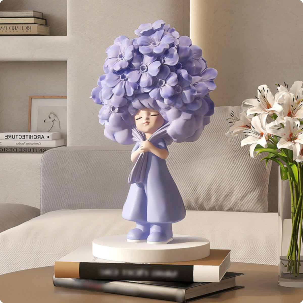 Cute Girl Figurine Gift Idea Shelf Sitter Figurine Resin Material for TV Cabinet