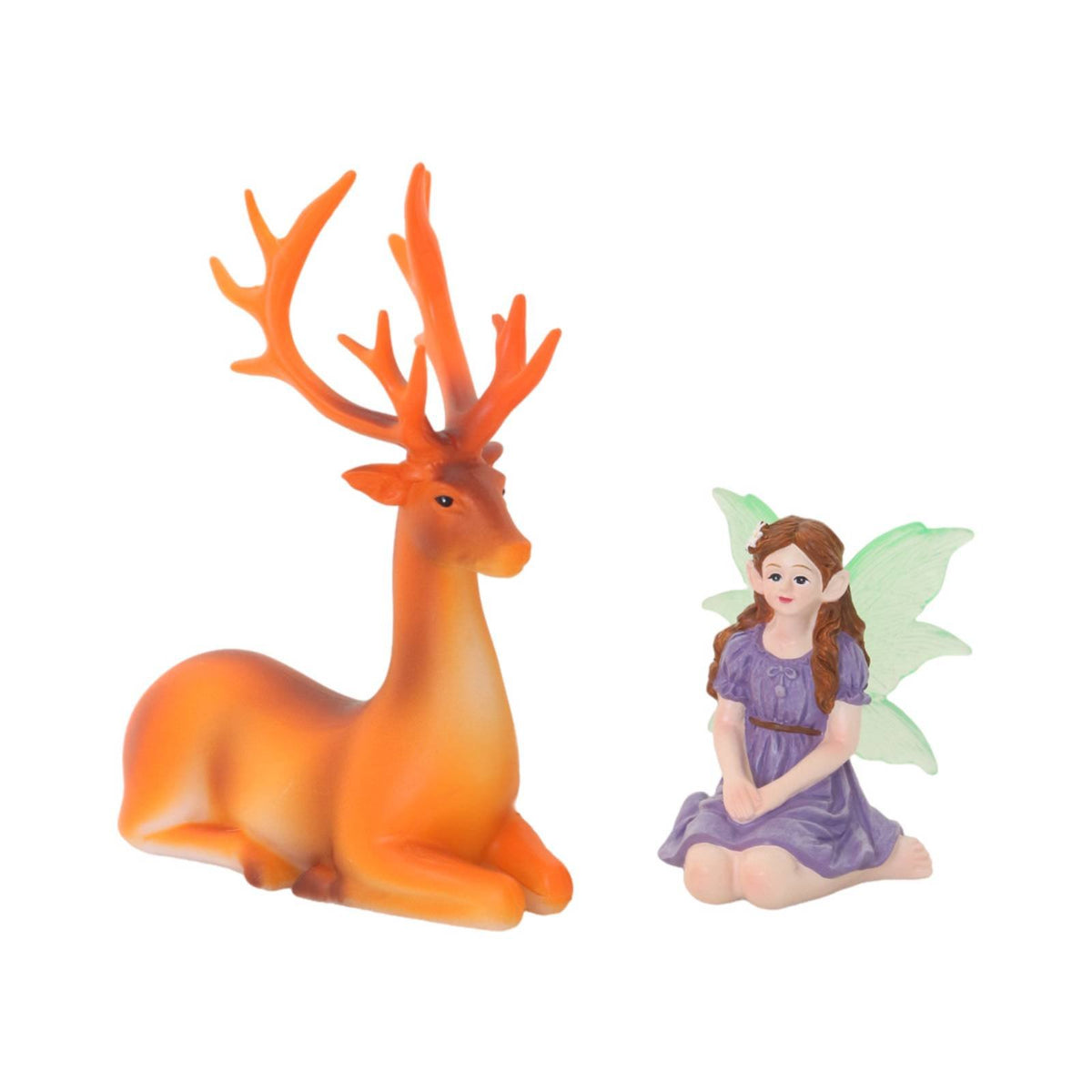 Fairy and Deer Ornament Glow in the Nighttime Fairy Garden Figurines Miniature Deer Figurine for Bonsai Display, Yard Decor