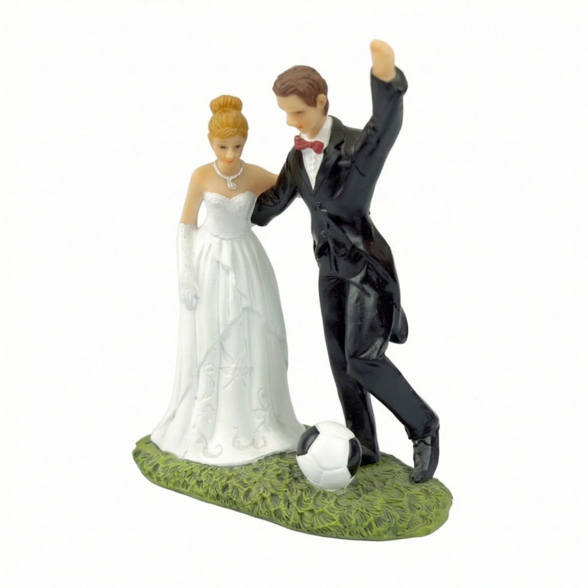 Wedding Cake Topper Resin Soccer Wedding Topper Hand-Painted Couple Statue for Couples