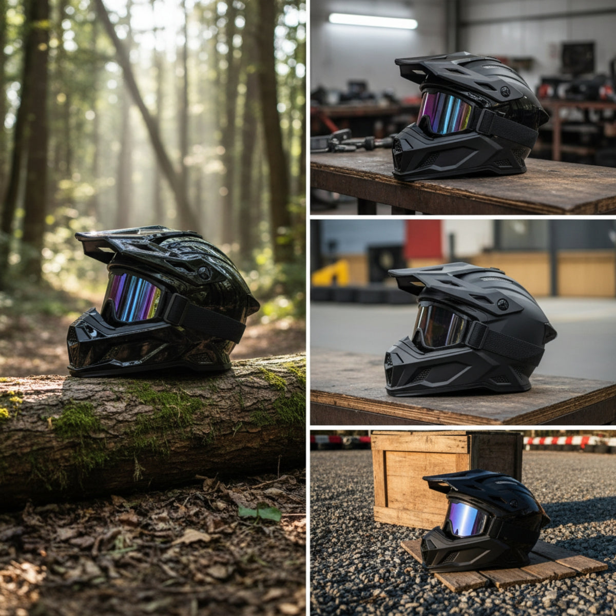 Helmet with Goggles, Gloves and Face | eyewear-Compatible, Adult, Motocross Helmet with Accessories, for Trail Riding
