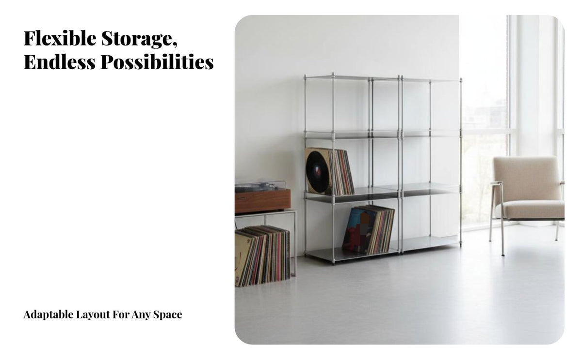 Modernist design aesthetic Metal lattice Cube Minimalist visual appeal configurable Shelving Multifunctional Use Organizer Rack adaptable for Vinyl LP Collectors, Design aficionados, Living Room, Bedroom, Office, Closet