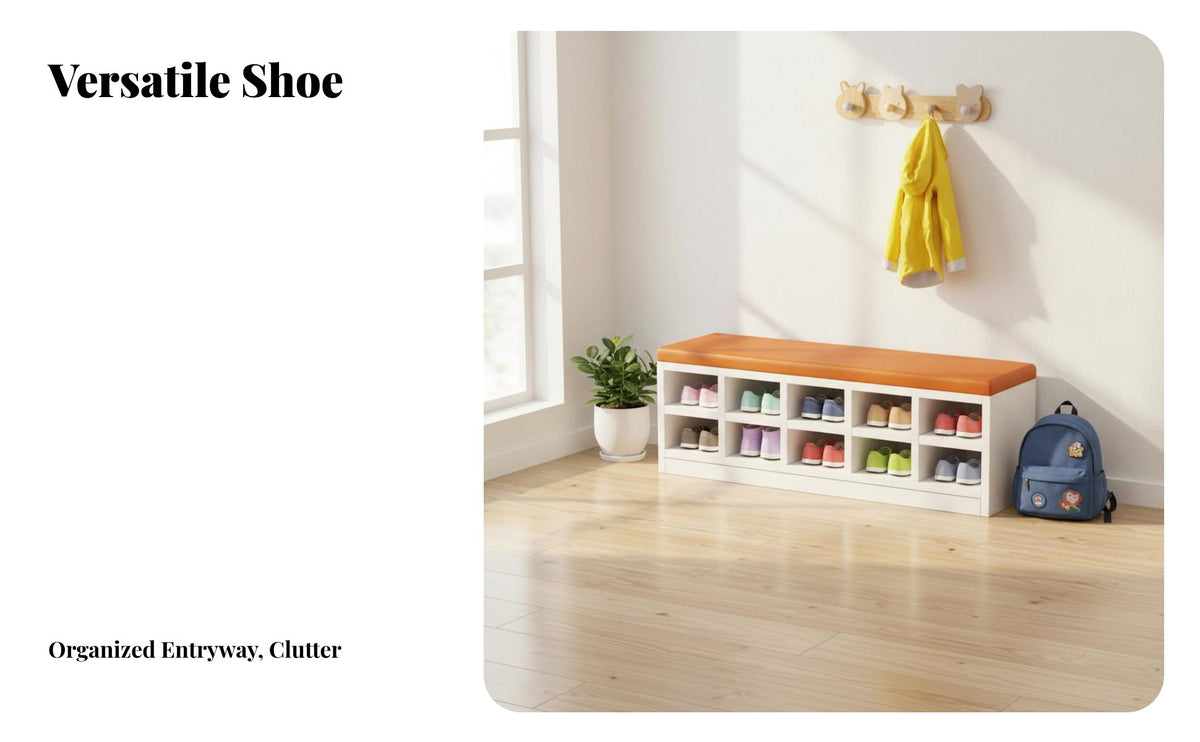 Comfortable Padding Padded Cubby Bench Multi-Functional Cushioned Cubby Rack Multifunctional Design children's Furniture Removable Cushion for Toddlers, Homeowners, Kindergarten, Daycare Kindergarten, Classroom, Entryway