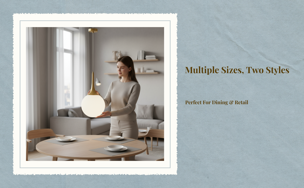 Milk Glass Globe Pendant Light, Gold Brass, Adjustable