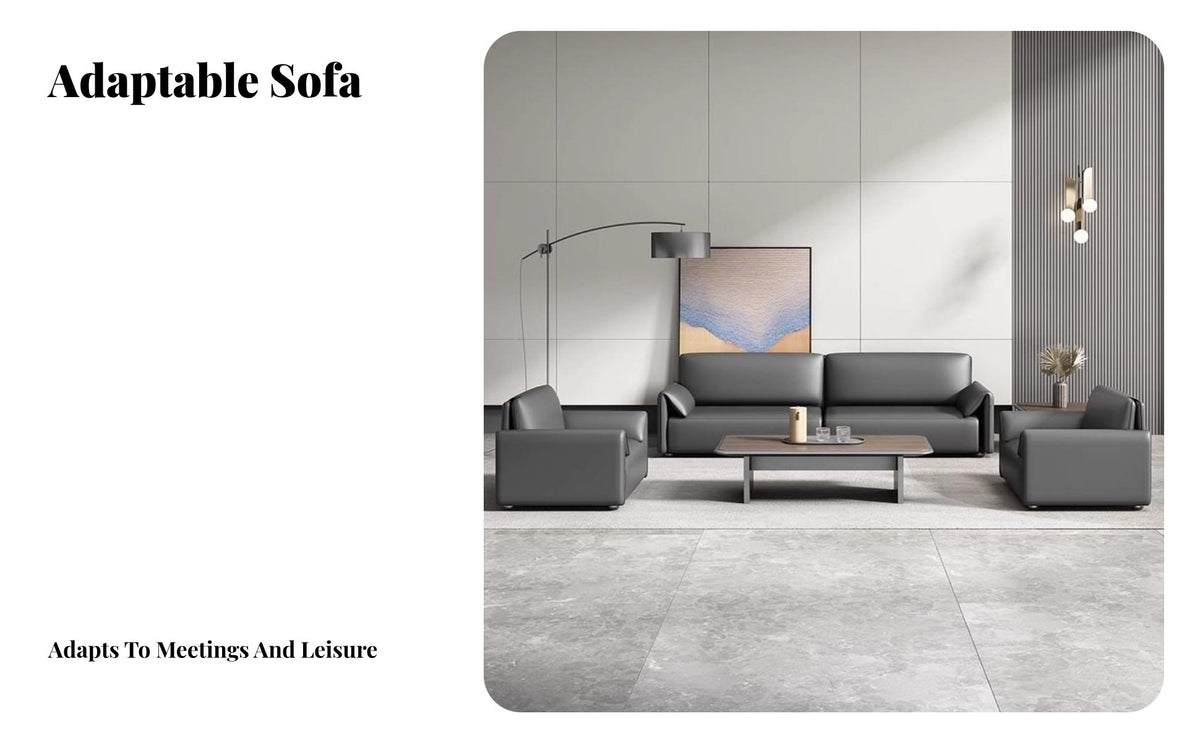 Minimalist Design 3-Seater Sofa Professional Appearance 3-Piece Seating Arrangement Comfortable Cushioning Reception Couch Sturdy Construction for Executives, Business Owners, Clients, Waiting Room, Lobby