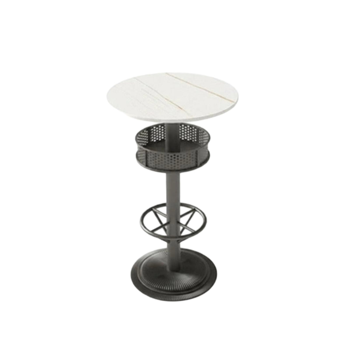Utilitarian Bar Table and Stool Combo Wrought Iron Frame Pub Furniture Space-Saving Easy to Clean for Adults, Bistro