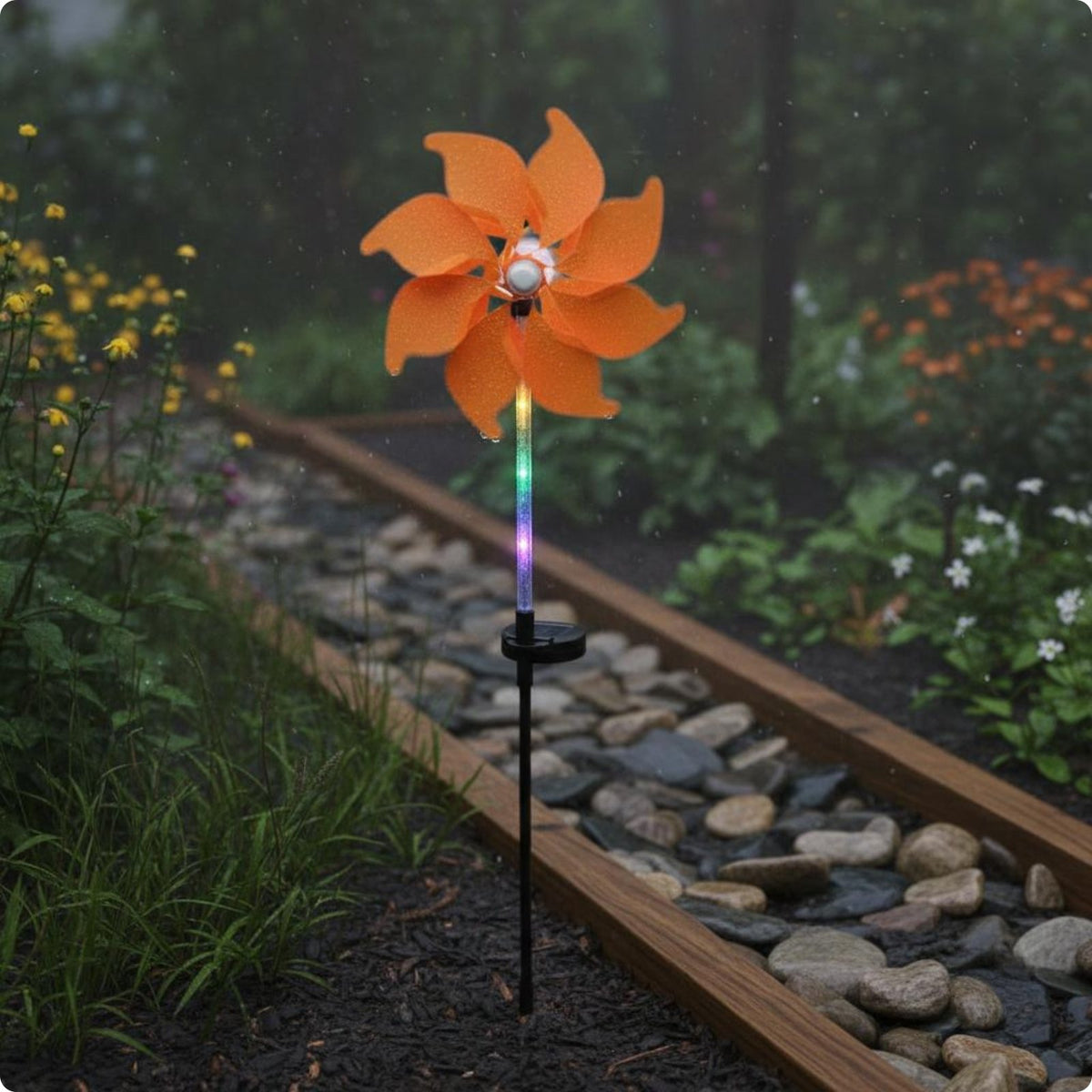 5 Pieces Rotating Solar Pinwheel Lamp Easy to Install Outdoor Decoration