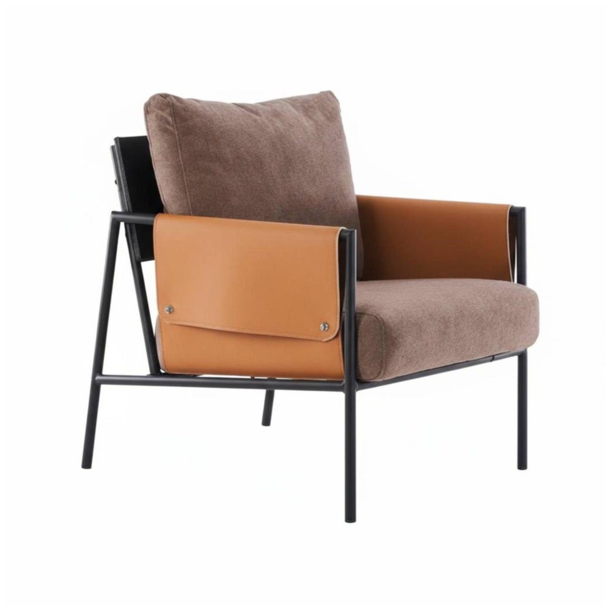 Modern Design Saddle Armrest Armchair High-Resilience Cushion Lounge Chair Stain-Resistant Indoor Furniture Breathable Textile for Business Owners, Interior Designers, Homeowners, Reception Area, Office, Coffee Shop, Living Room