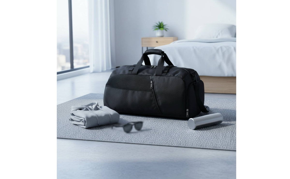 Damp-Dry Compartment Compartmental Athletic Duffel Wear-Resistant Oxford Material Large Capacity Travel Duffel Detachable Shoulder Strap for Swimming