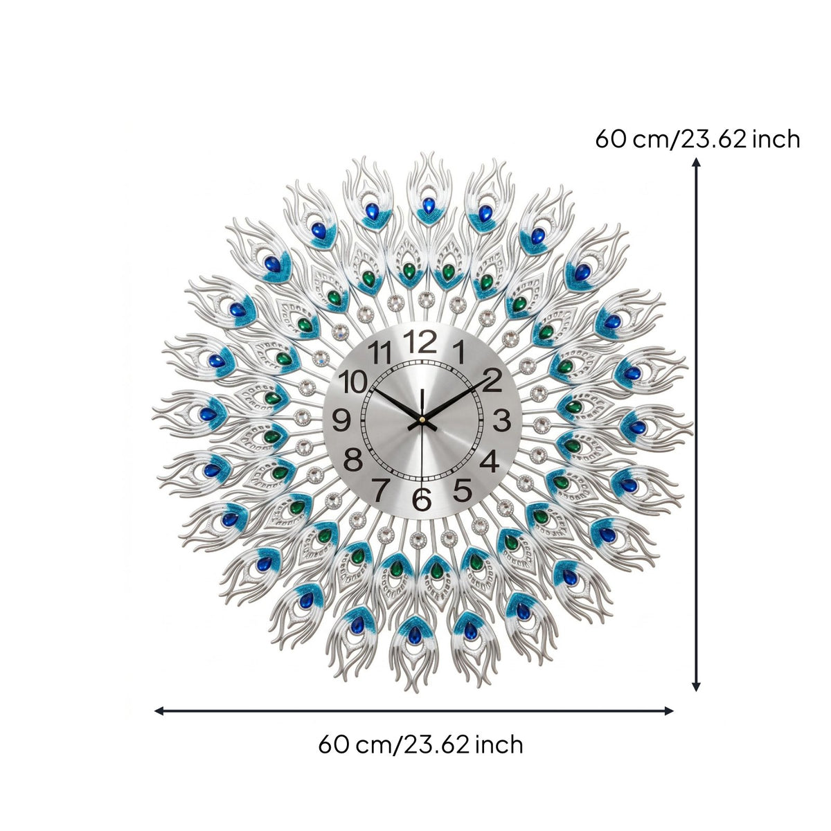 Peacock Wall Clock Luxury Home Decor Easy to Clean for Living Room