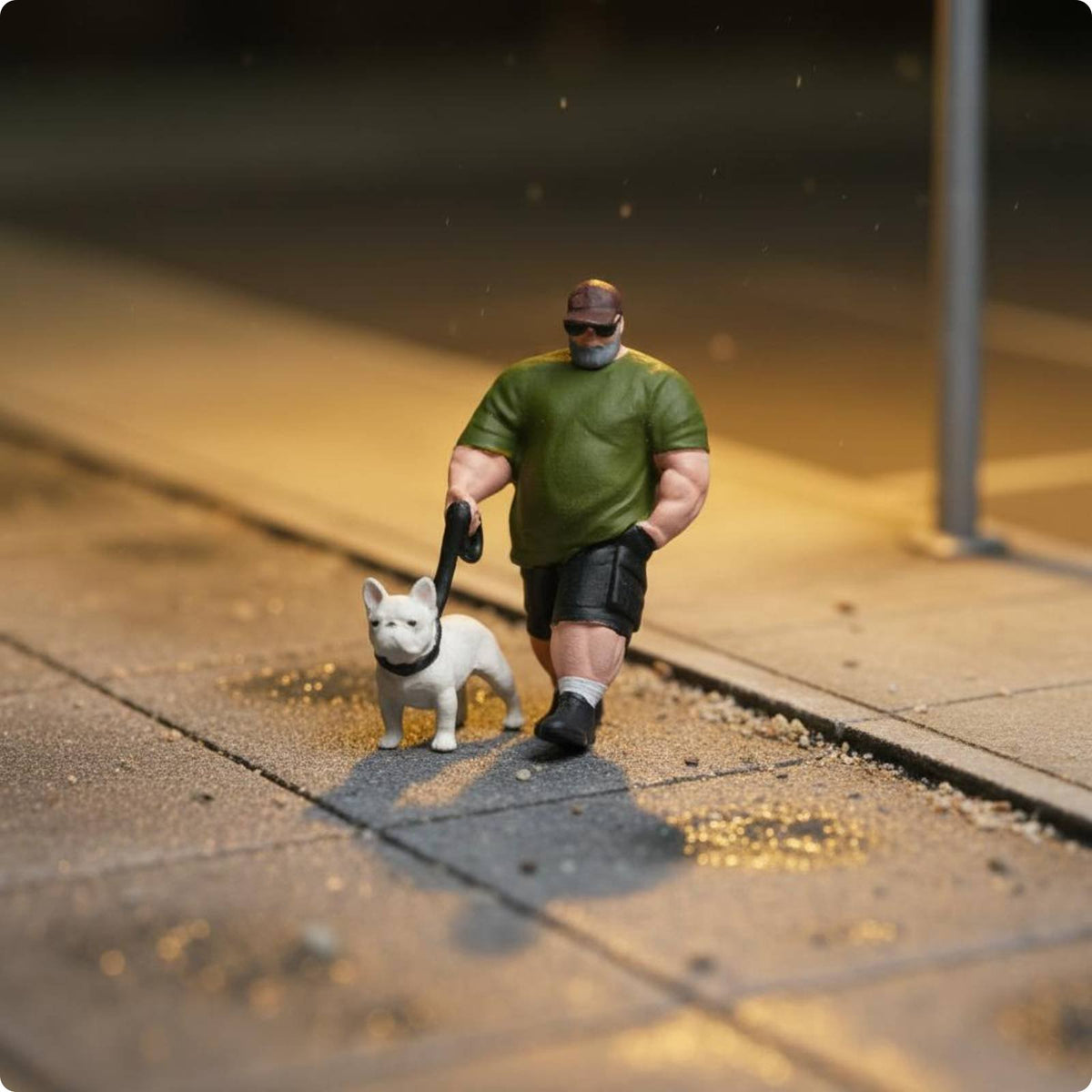 Dog Walking Figurine Realistic Painted Mini Figure Display Decoration