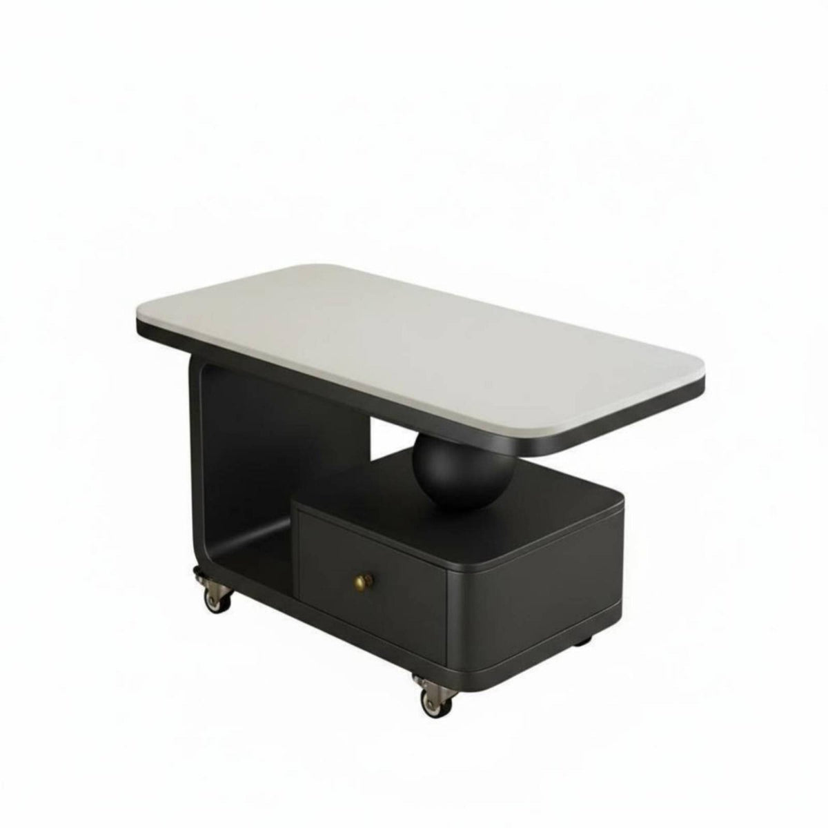 Cream Style Movable Sintered Stone Coffee Table for Living Room, Small Space