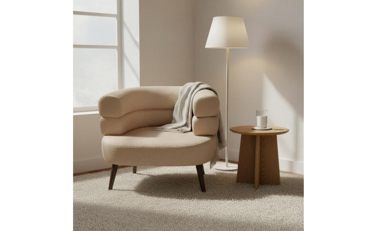 Ergonomic Design Plush Makeup Chair High-Density Sponge Curved Back Single Sofa Sturdy Steel Legs Sherpa Boucle Armchair for Women, Bedroom, Living Room