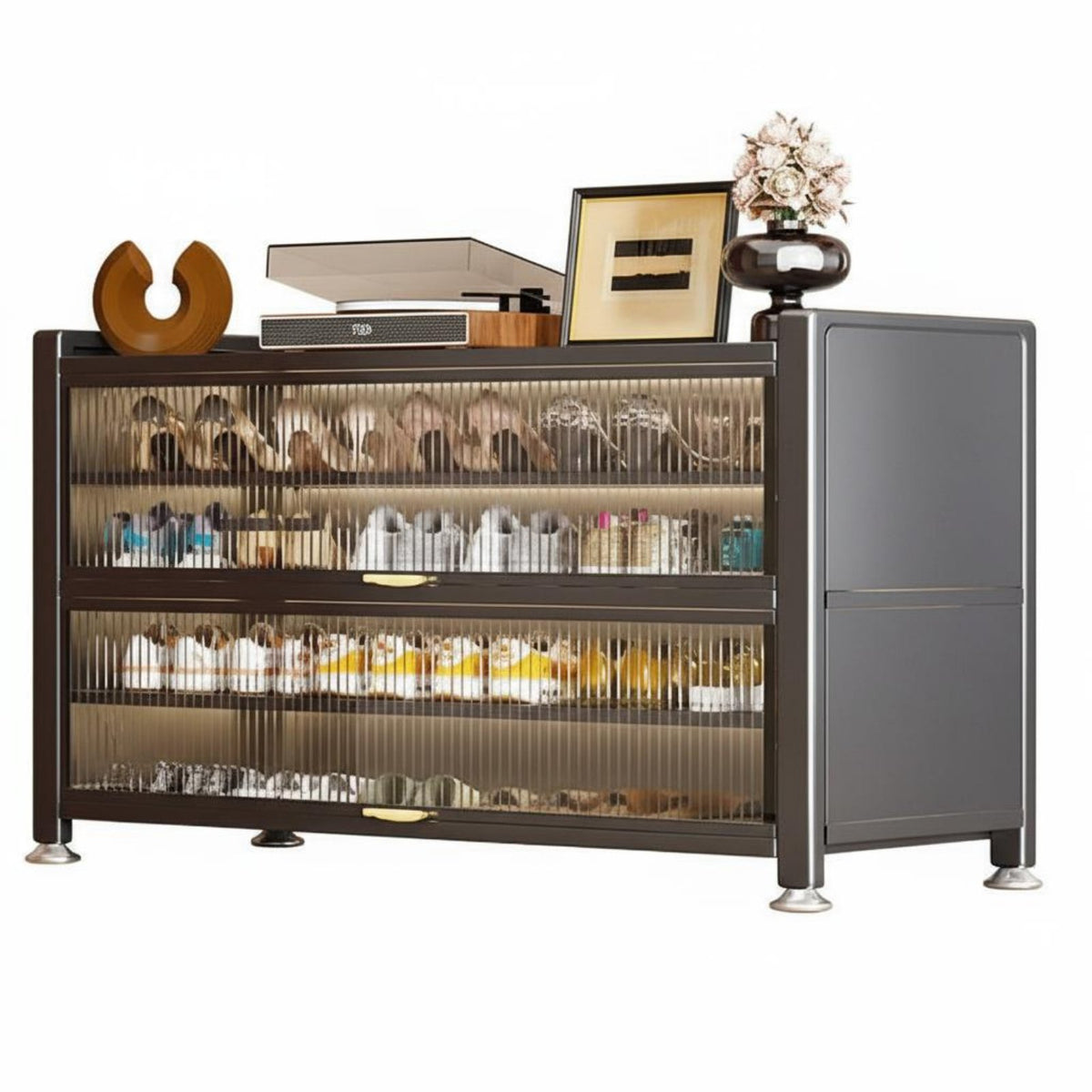Multi-Layer Steel Footwear Storage Unit Large Capacity Entryway Shoe Storage Cabinet Dustproof for Homeowners, Apartment Dwellers, Hallway