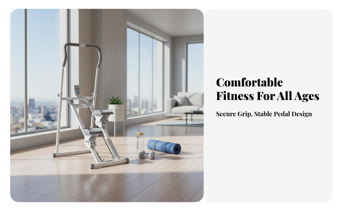Foldable Design Vertical Climber Multi-Functional Folding Cardio Climber Space-Saving Folding Step Machine Sturdy Frame for Beginners, Adults, Seniors, Full Body Training, Apartment, Indoor