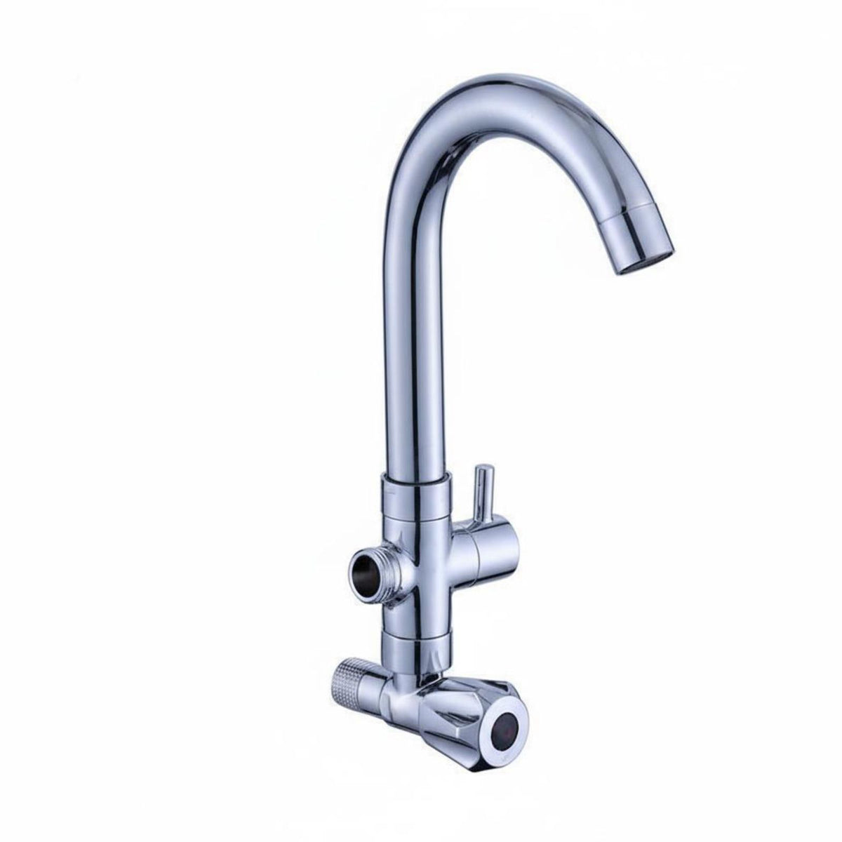 Wall-mounted brass kitchen faucet