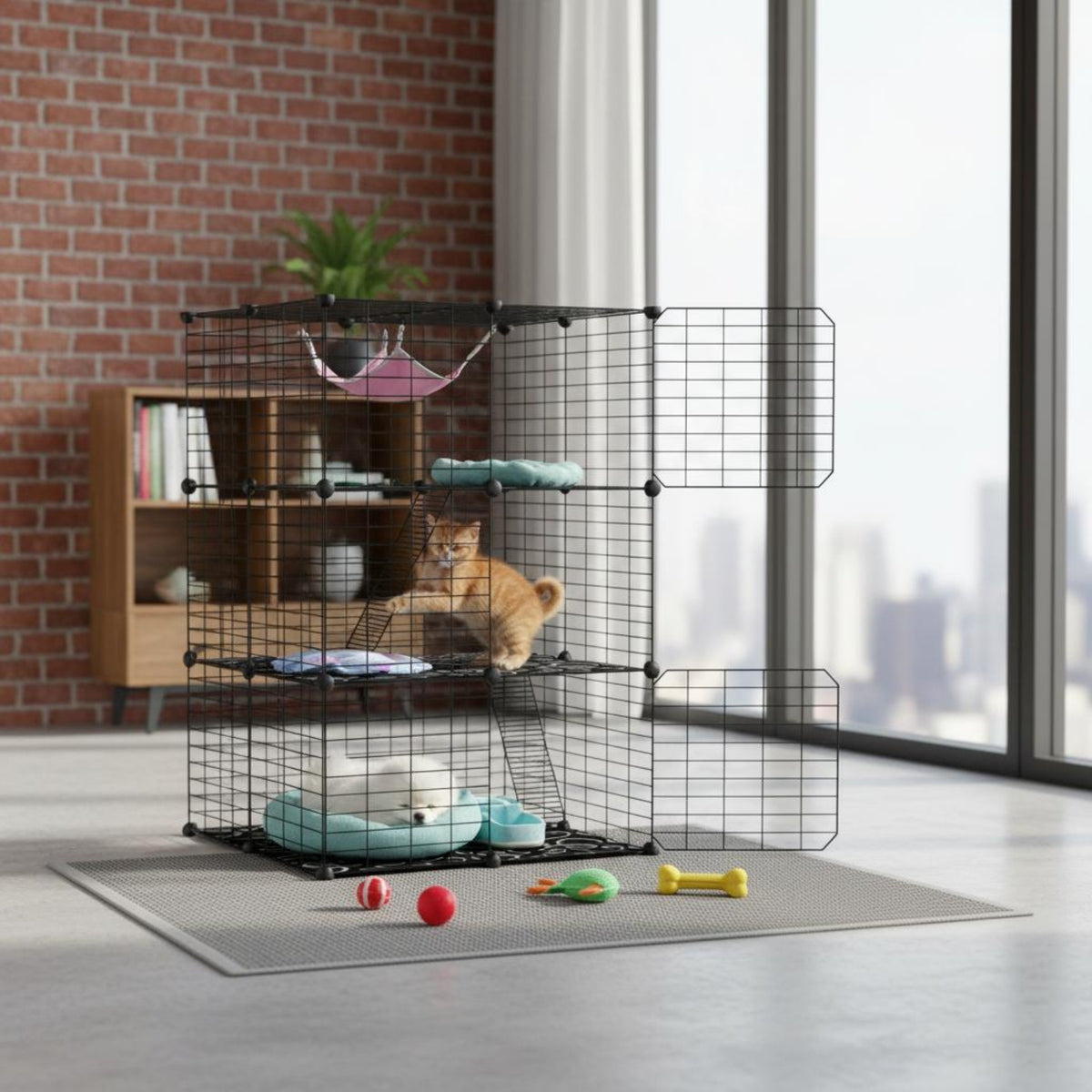 Metal Wire Pet Pen Reconfigurable Small Pet Enclosure DIY Shape