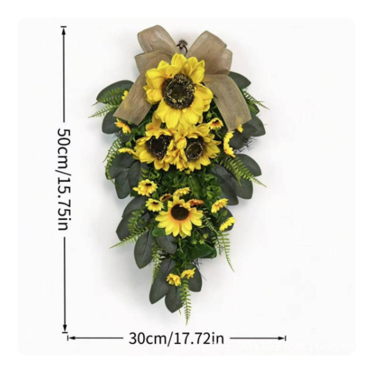 Sun Blossom Teardrop Swag Lifelike Sunflowers Artificial Teardrop Wreath