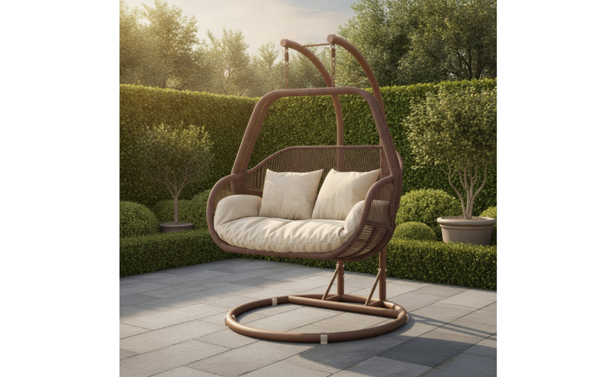 Freestanding Egg Chair with Stand Adjustable Hanging Chair with Stand Woven Furniture Outdoor for Patio
