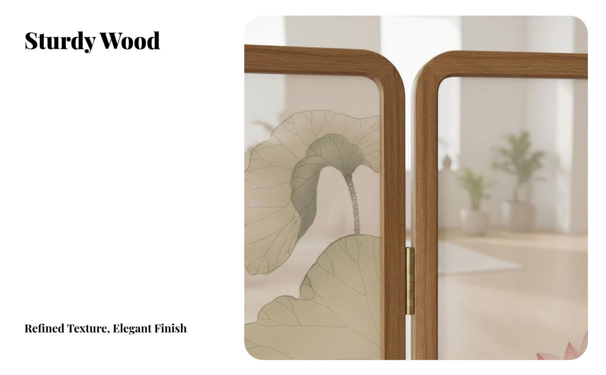 Foldable Design Multi-Panel Folding Screen Modern Oriental Aesthetic 4-Panel Folding Divider Mobile & Portable Room Partition Freestanding for Interior Decorators, adirectionice Managers, Remote Workers, Bedroom, Studio Apartment, Restaurant