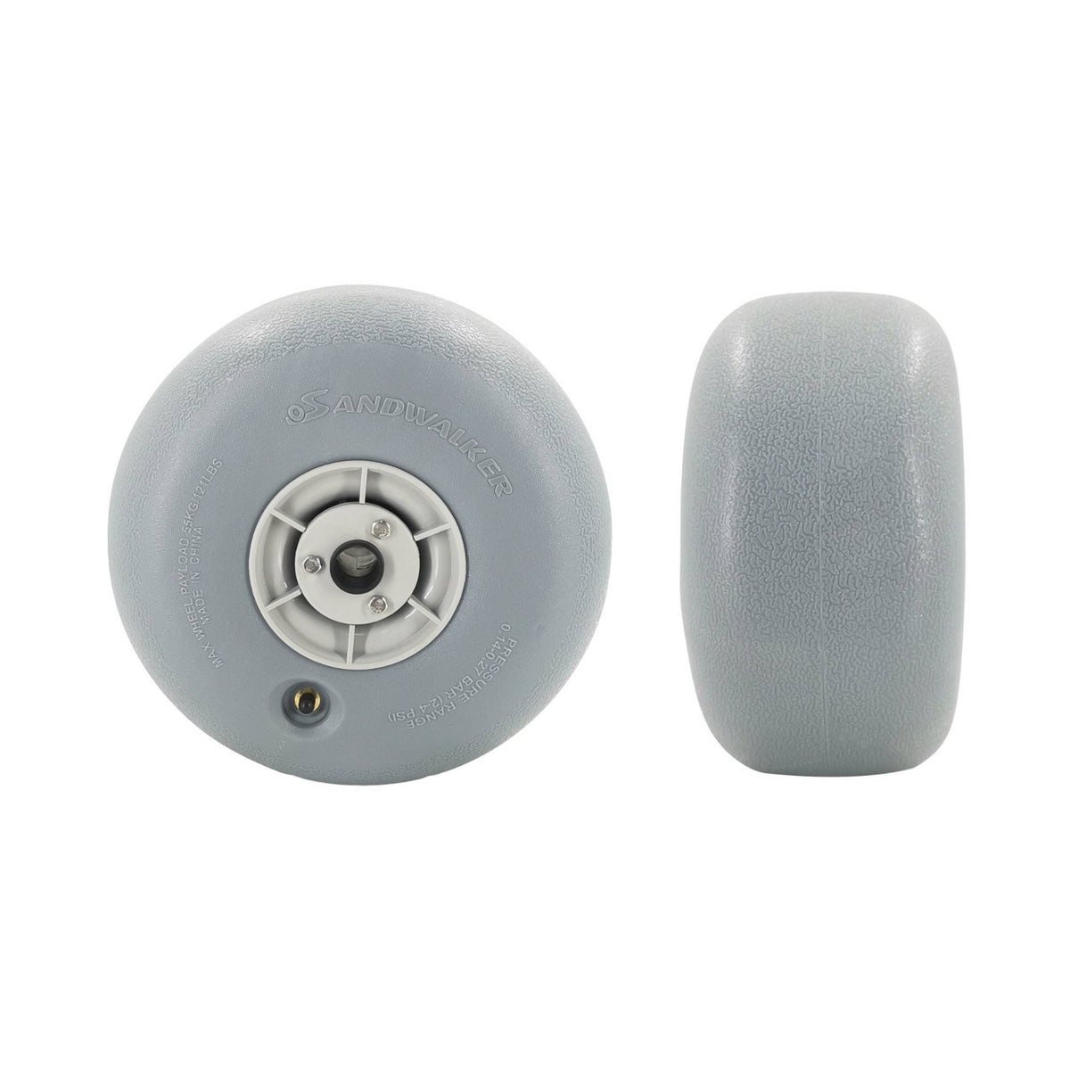22 Mm Axle Head PU Beach Wheel Textured Beach Cart Wheel Light Gray Outdoor Transport Part Rounded