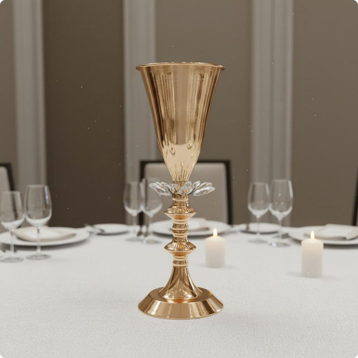 Gold Trumpet Vase Electroplated Trumpet Vase Large Capacity for Wedding, Hotel